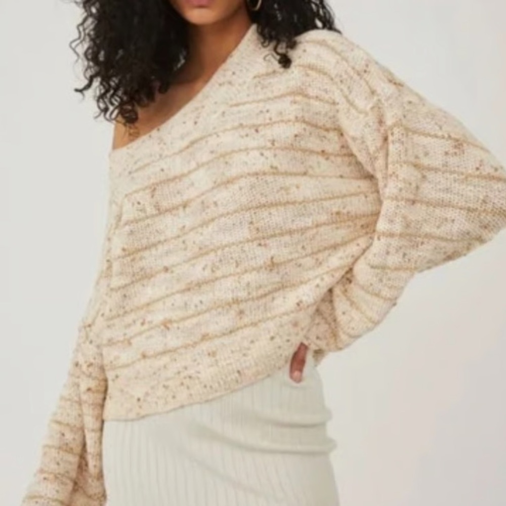FREE PEOPLE Starlit striped sweater *beige/oatmeal*